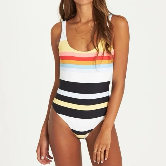 Billabong•Baja Break One Piece Swim sz L striped - Picture 2 of 4